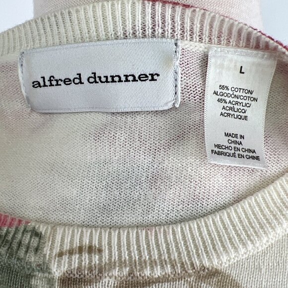 Alfred Dunner Sz L Sweater Womens Long Sleeve Knit Beaded Sequins Pink Flowers - Picture 8 of 9